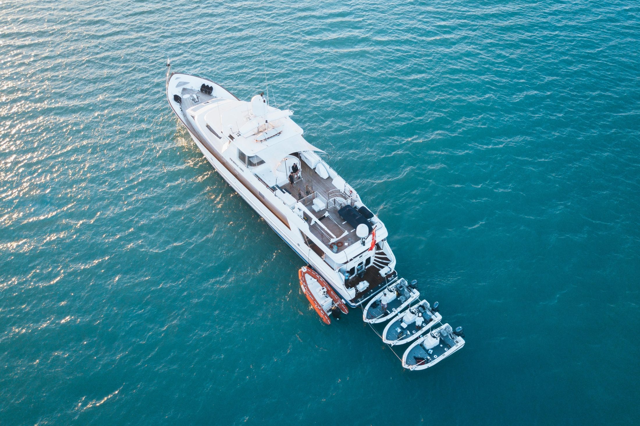 Phoenix One luxury yacht with fishing dories in the Wessel Islands, Northern Territory Phoenix One Luxury Yacht Charter Boat Phoenix 1 Phoenix I fly fishing wessel islands northern territory NT fishing guide East Arnhem Land
